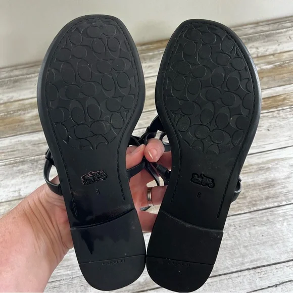Coach Jaci Logo Leather Sandals - Picture 11 of 13